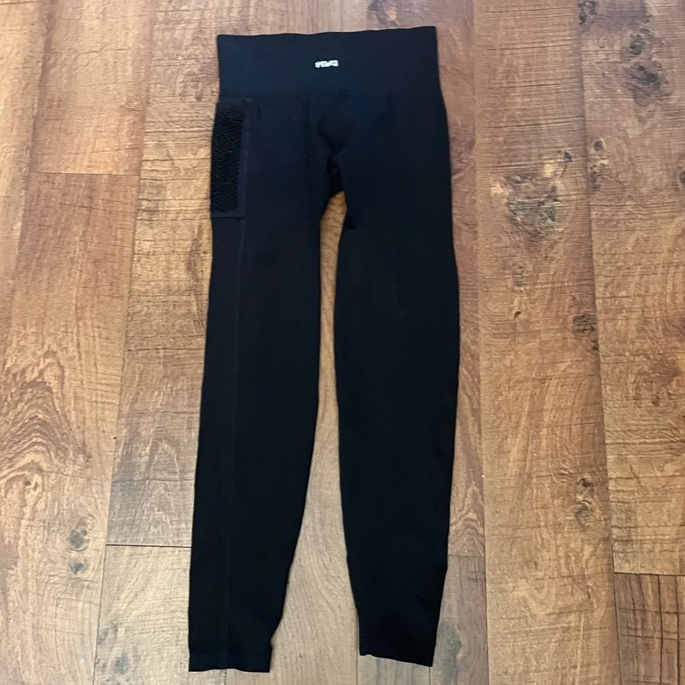 PINK by Victoria’s Secret cool & comfy ribbed black leggings Sz small - Picture 6 of 7